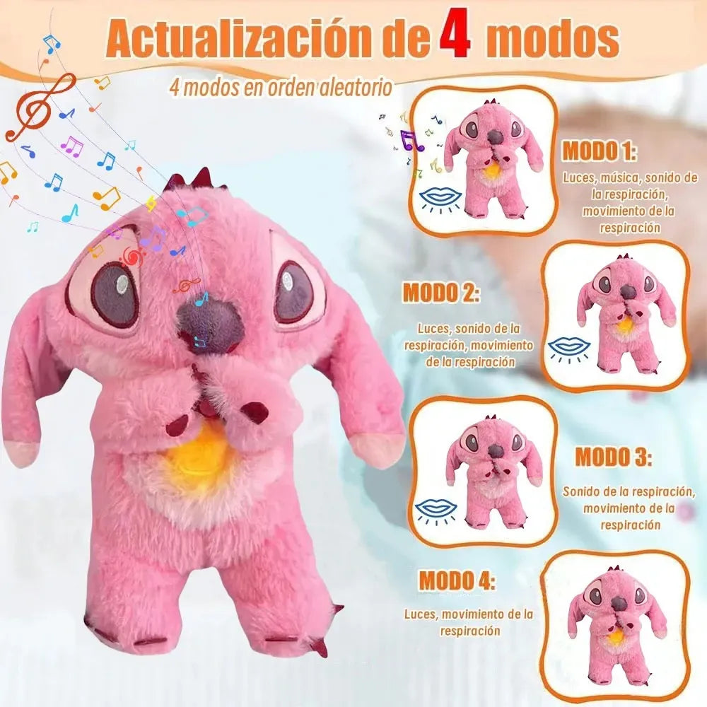 Stitch Peluche Rosado Que Respira Tranquiliza Con Luz Y Sonido Antiestrés
