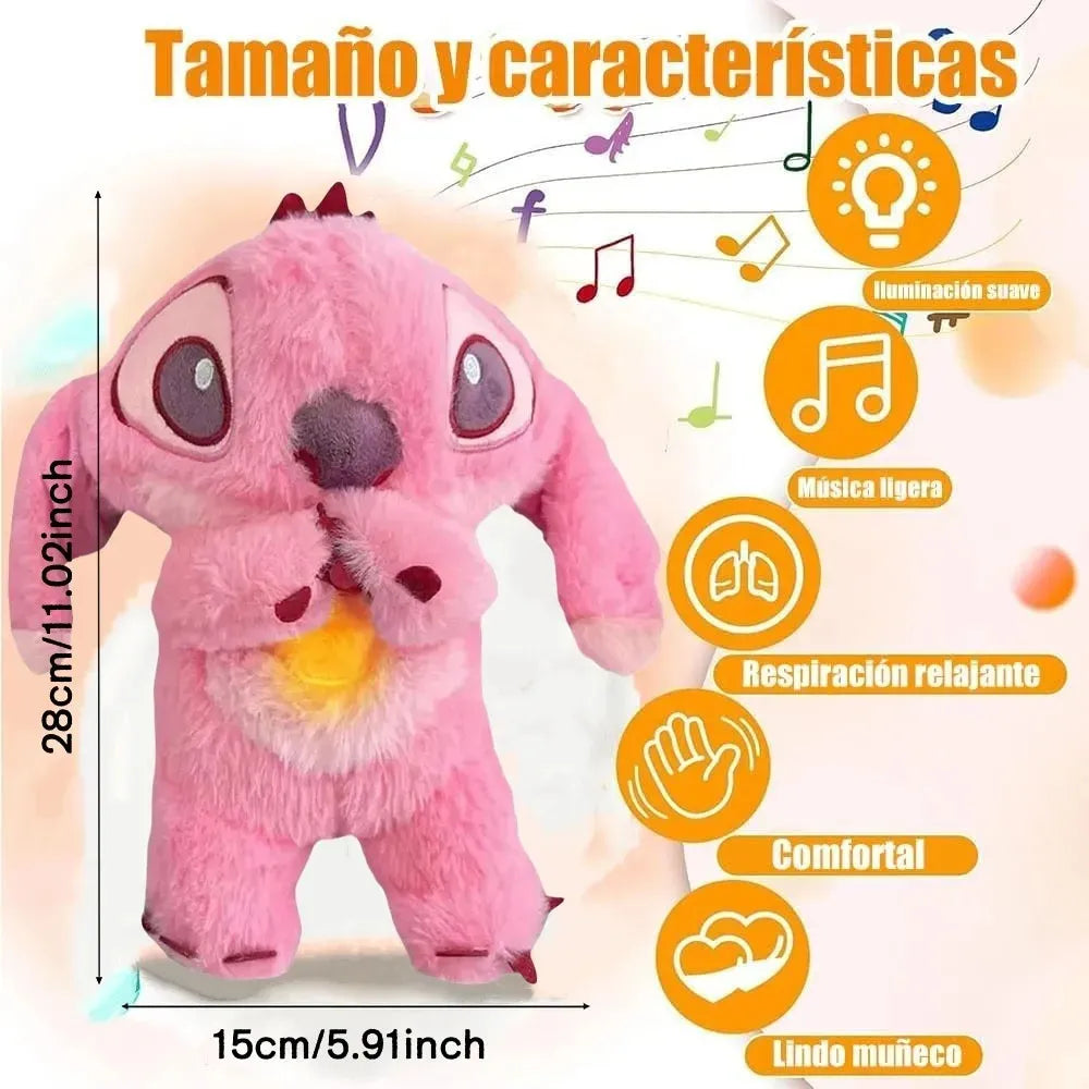 Stitch Peluche Rosado Que Respira Tranquiliza Con Luz Y Sonido Antiestrés