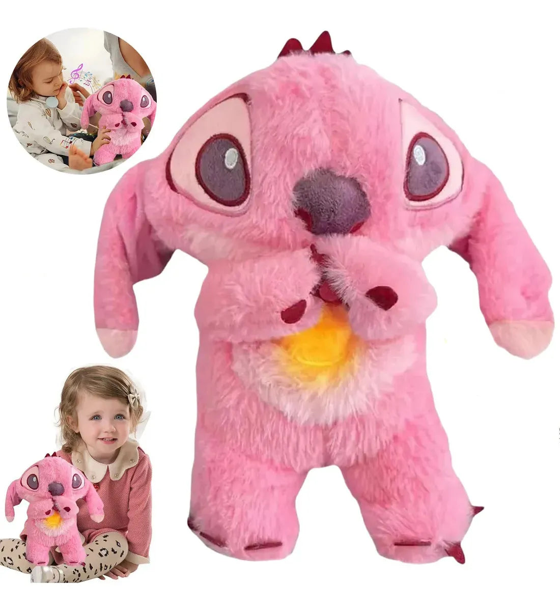 Stitch Peluche Rosado Que Respira Tranquiliza Con Luz Y Sonido Antiestrés